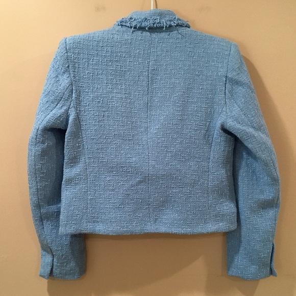 Zara Blazer Jacket Cropped Tweed Blue Preppy Blogger Fav Women’s Size s - Picture 4 of 10